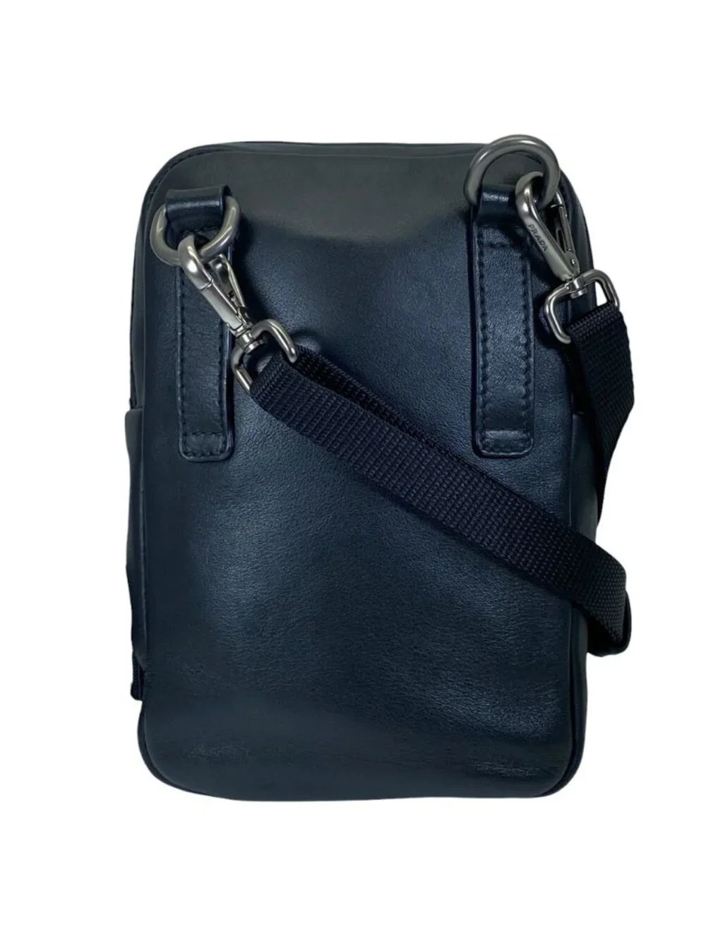 Prada Triangle Logo Mini Shoulder Bag Pouch Leather Black Practical